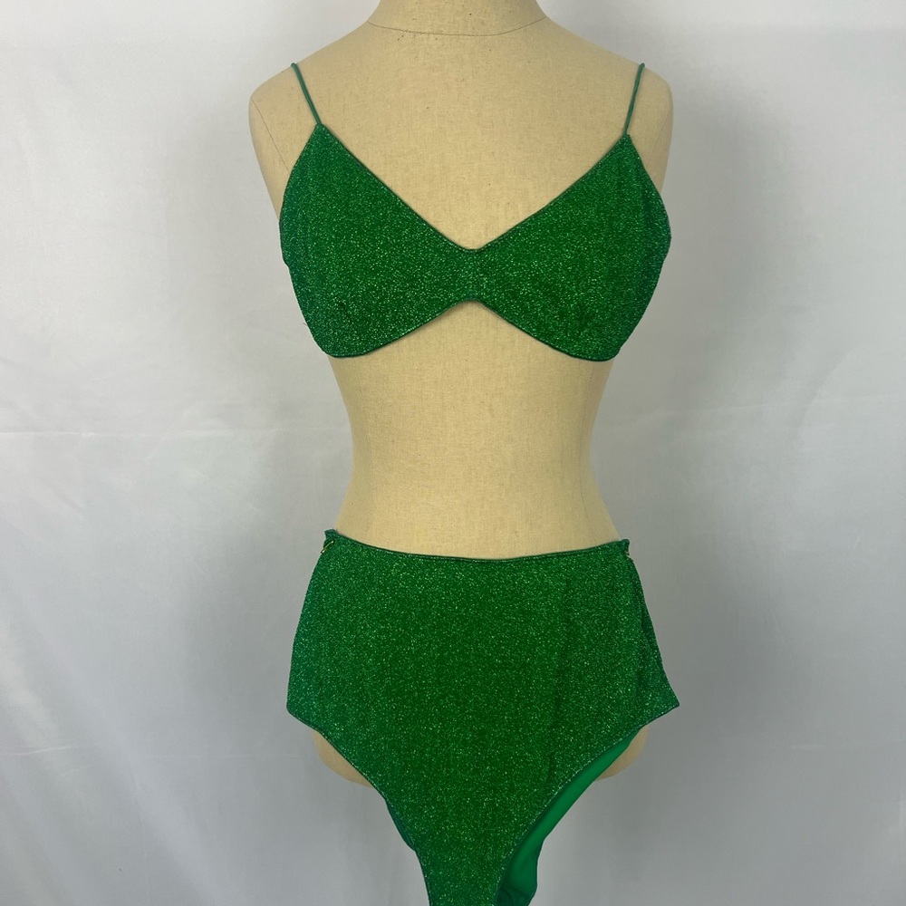 Oseree Lumiere Metallic Green Bikini Set